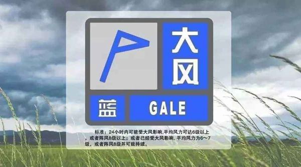 临沂市气象台发布大风蓝色预警信号