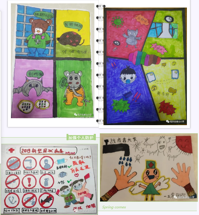 我们有"画"说 ----临沂金雀山小学开展抗击疫情绘画展(一年级预备中队